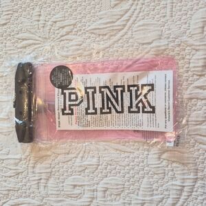 Victoria's Secret pink & black water resistant phone case with strap NEW